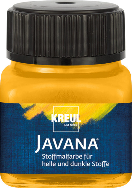 KREUL Javana Stoffmalfarbe für helle und dunkle Stoffe 20 ml, Goldgelb
