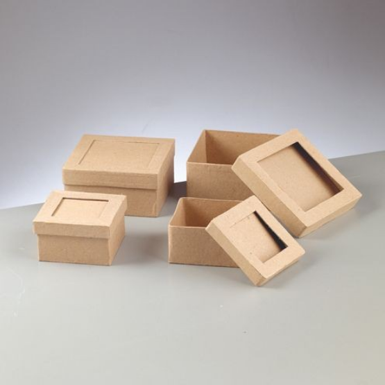 Schachtel-Set Quadrat, Passepartout, aus Pappmaché, 2-teilig