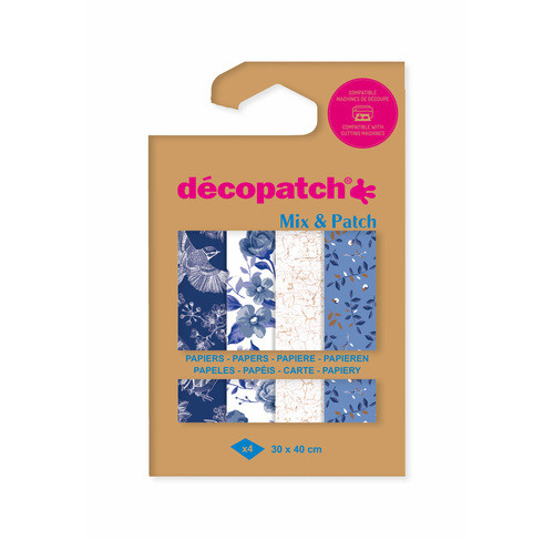 Mix & Patch Decopatch Papier, 4er Sortiment, Blautöne