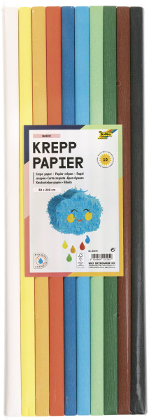 Bastel-Krepppapier-Set Basic, 10 Rollen sortiert, 50x200cm