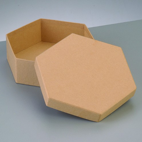 Box Sechseck, aus Pappmaché, 16,5 x 16,5 x 5 cm