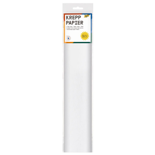 Krepppapier, 10er Pack, 50 cm x 2,5 m, weiß