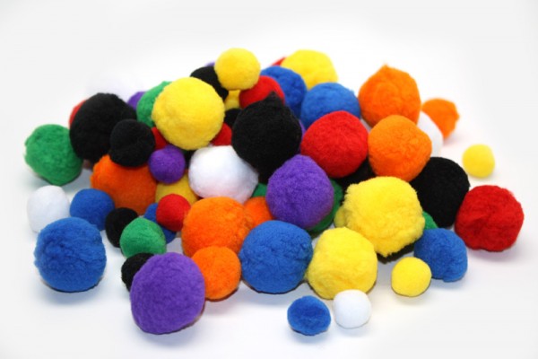 Pompons-Mix, Ø 1,5 - 3 cm, 100 Stück, bunt gemischt