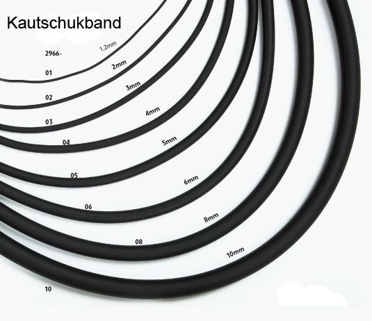 Kautschukband, schwarz, 2 mm, 10 mtr