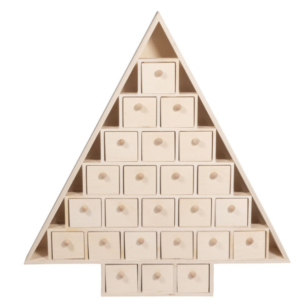 Holz Adventskalender Baum, 38,5x40,5x5,5cm, natur