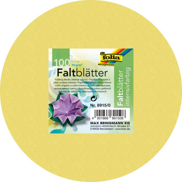 Faltblätter, Rund, 15 cm, 100 Blatt, 70 g/m², farbig sortiert