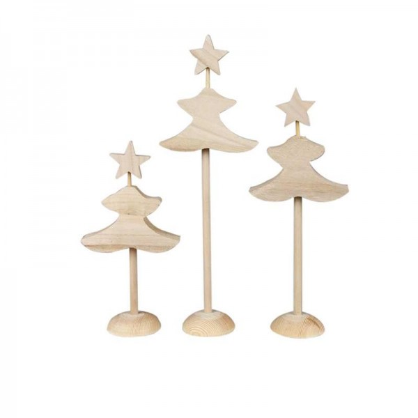 Tannenbaum-Set aus Holz, 6 Stück, 26 cm