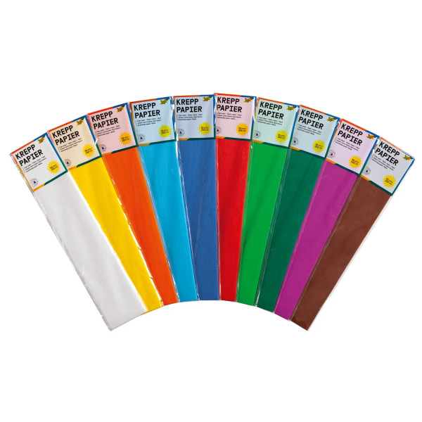 Bastel-Krepppapier-Set, 10 sortierte Farben, je 50x250cm