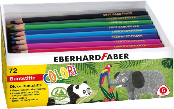 Colori Jumbo Buntstift, 72er Köcher in ergonomischer Dreikant Form