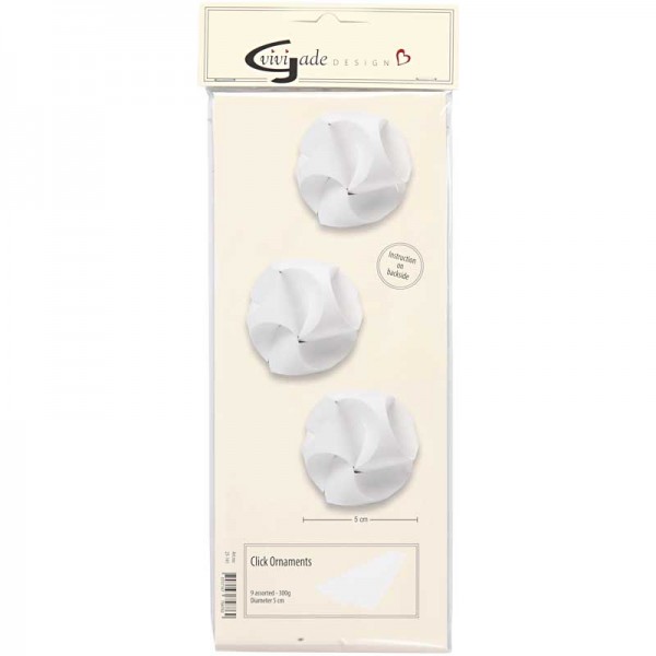 Papierkugeln Click Ornaments, Ø 5 cm, 9 Stück, weiß, neutral