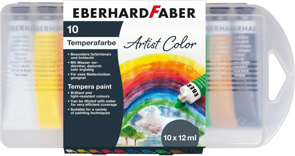 Tempera Artist Color, 12ml Tube, Etui mit 10 Farben