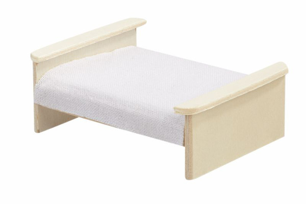 Miniatur Bett, Holz, 9 x 7 x 3,5 cm, natur