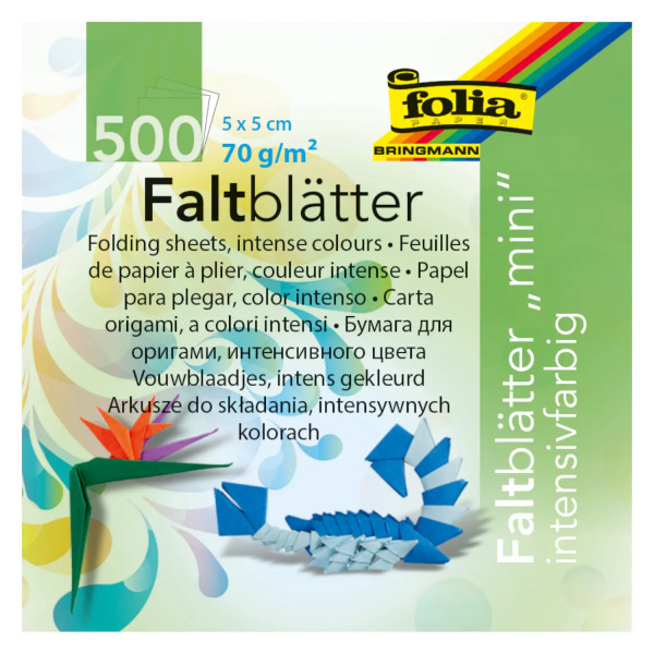 Faltblätter, 5 x 5 cm, 500 Blatt, 70 g/m², farbig sortiert