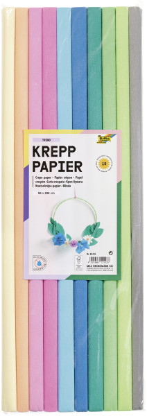 Bastel-Krepppapier-Set Trend Pastell, 10 Rollen sortiert, 50x200cm