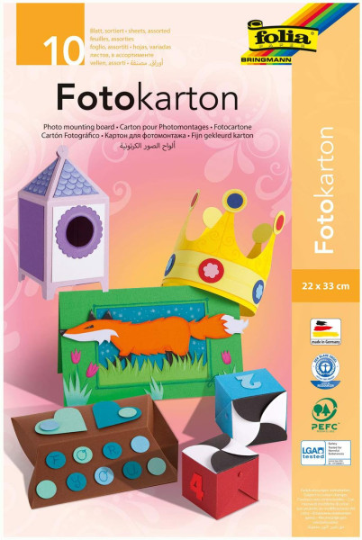 Fotokartonblock, 22 x 33 cm, 10 Blatt, 10-farbig