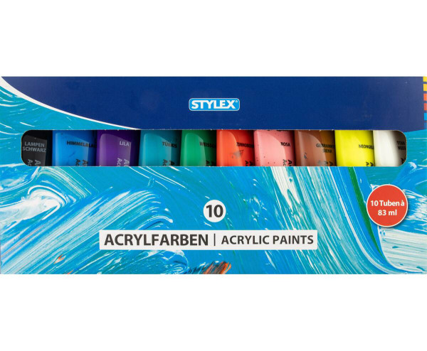 Acrylfarben-Set mit 10 x 83 ml Tuben