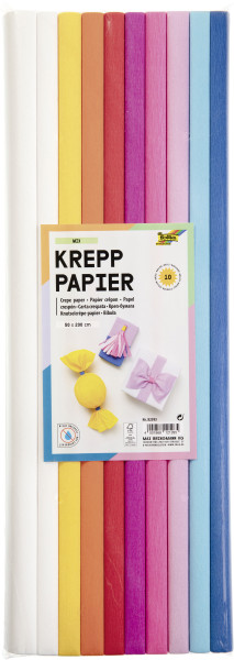 Bastel-Krepppapier-Set Mix Bunt, 10 Rollen sortiert, 50x200cm