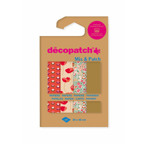 Mix & Patch Decopatch Papier, 4er Sortiment, Die Liebe auf der Wiese