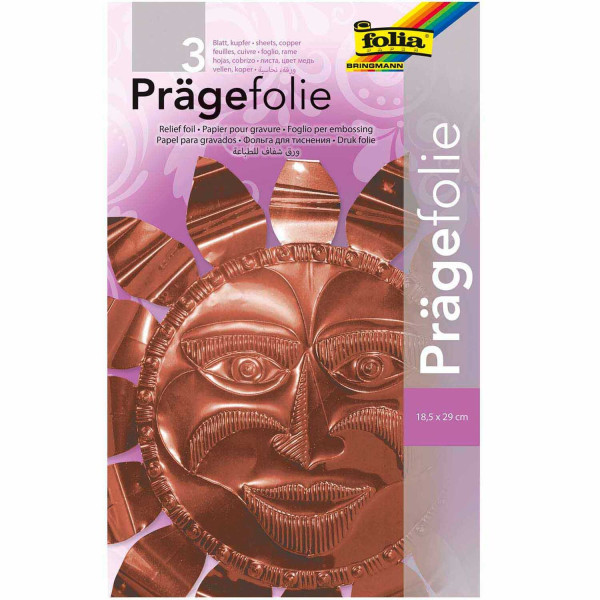 Prägefolie, 3 Bogen, 18,5 x 29 cm, kupfer