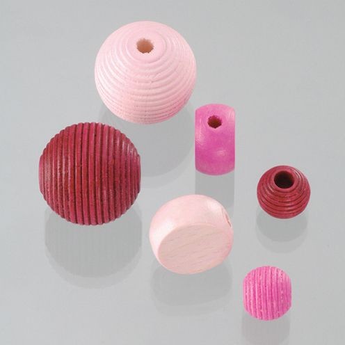Holzperlen Formen-Mix pinkmix, ca. 6-20 mm - 25 Stück