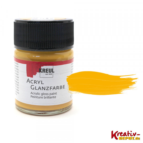 Kreul Acryl-Glanzfarbe, 50 ml, Dunkelgelb