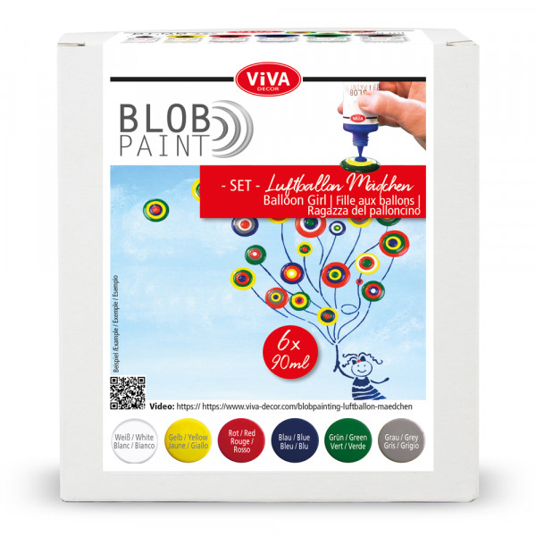 Blob Paint FarbSet Luftballon-Mädchen, 6 tlg. 6 x 90 ml