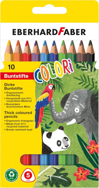 Colori Jumbo Buntstift, 10er Kartonetui in ergonomischer Dreikant Form